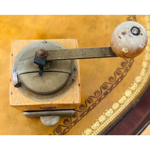 Vintage Italian Manual Wood Metal Coffee Grinder 1950s Nostalgic Barista - Picture 2 of 9